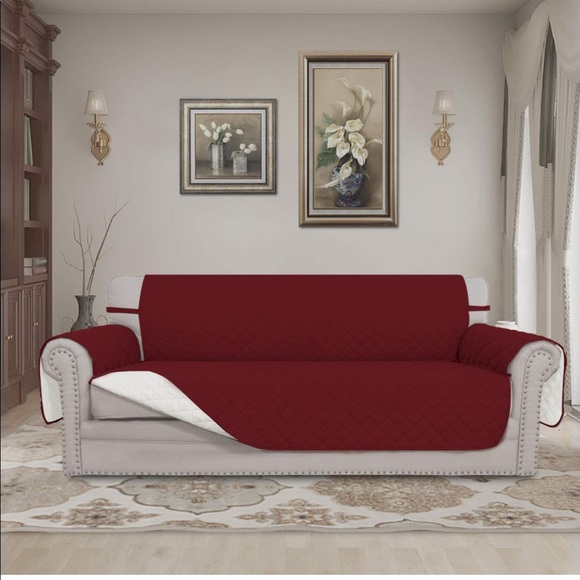 Easy-Going Reversible Sofa Cover  4 Seater Sofa Christmas Red/Ivory. - Picture 2 of 7